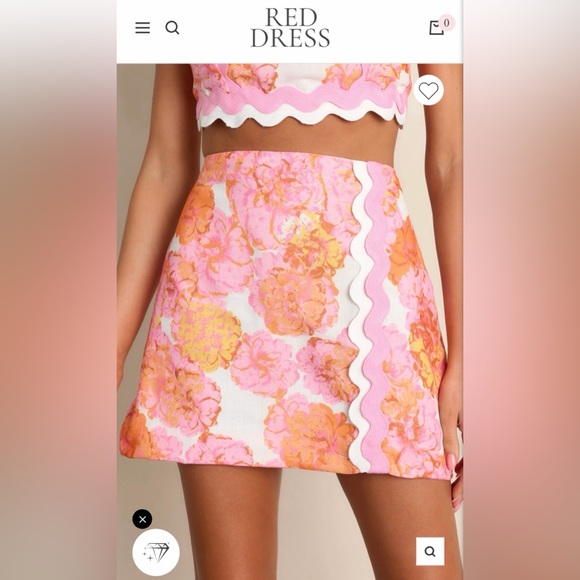 Red Dress Boutique Floral Pink and Orange Skirt Set - Picture 3 of 10